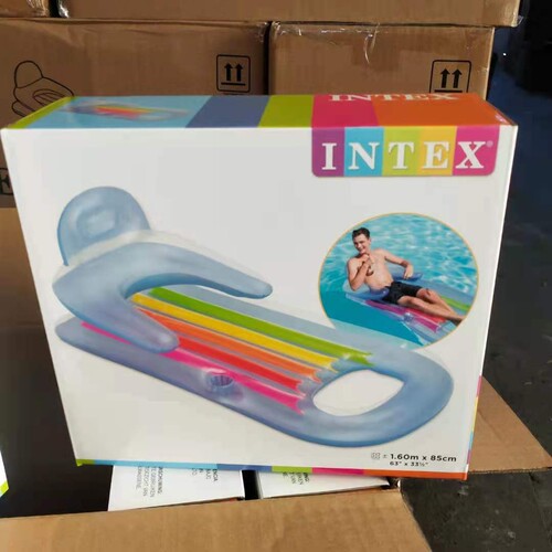 INTEX 58802 Inflatable Floating Pool Lounge Chair for Single Person, Thick Beach Pad Equipment