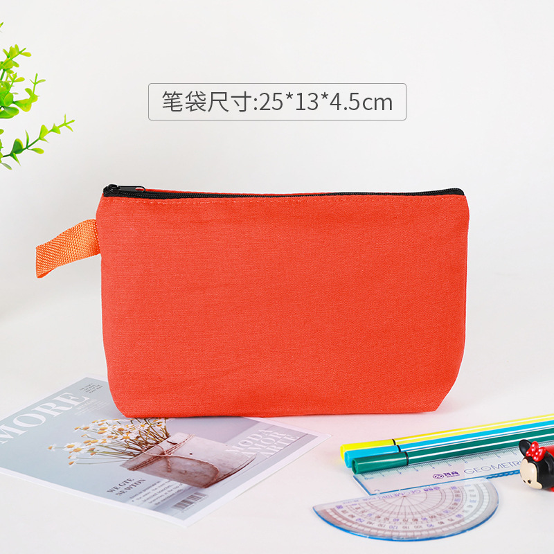 キャンバスペンバッグカスタムロゴ女性クロスボーダーアマゾンジッパー旅行化粧品バッグ肥厚文具収納袋卸売|undefined
