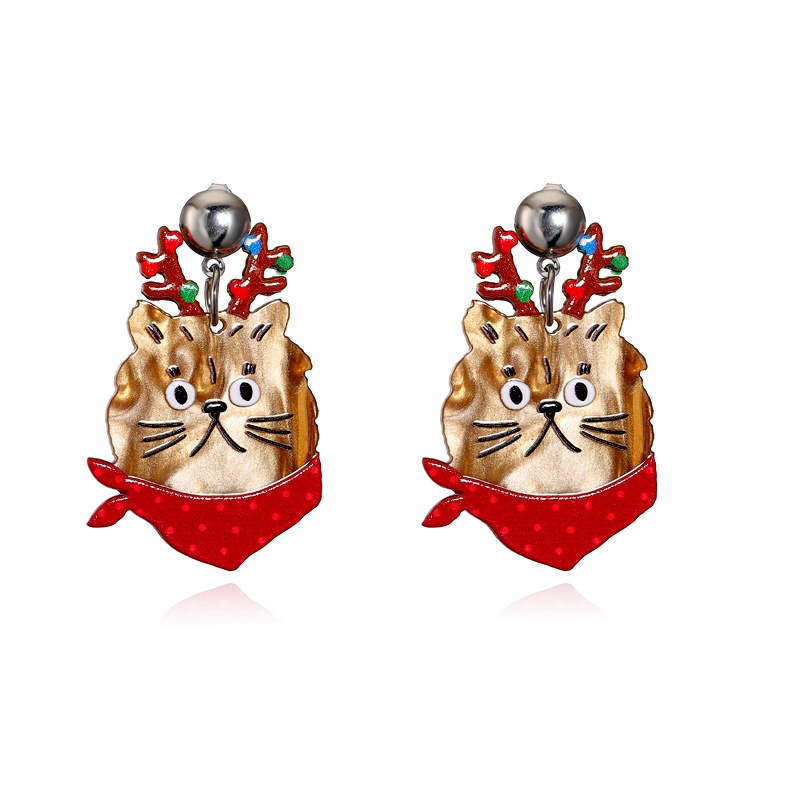 Navidad transfronteriza joyas navideñas bonitos sombreros de Navidad pendientes de animales de moda femenina pendientes de orejas navideñas