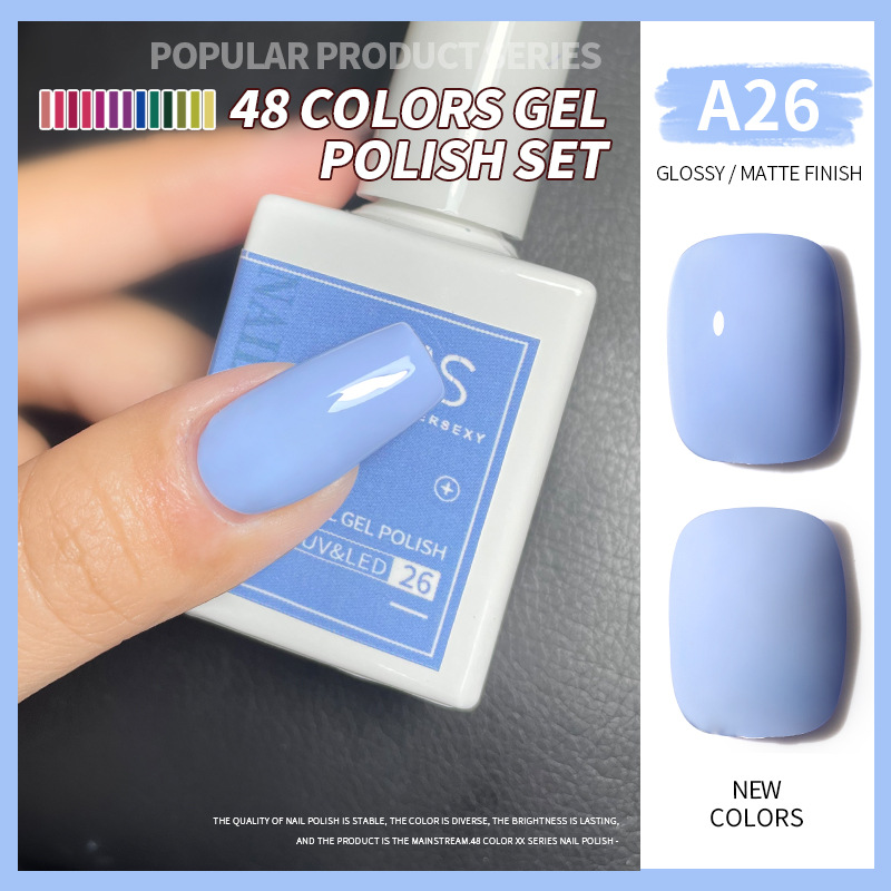 Una botella de pegamento de esmalte de uñas de un color 2022 nuevo verano popular 48-color Pequeño conjunto para el salón de uñas traje completo