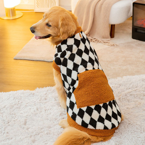 New autumn and winter big dog fleece vest, medium and large dog golden retriever Samoyed two-legged cotton coat, pet big dog clothes