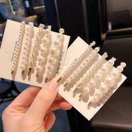 珍珠一字夹珍珠刘海发夹气质边夹少女心头饰发饰女侧边夹珍珠发夹