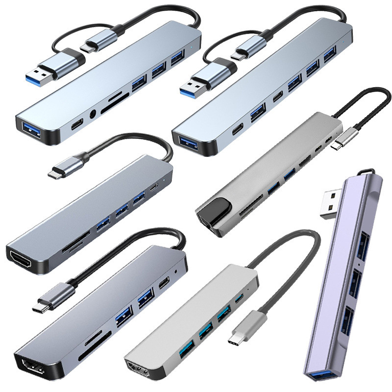 Typec docking station HDTV/DP ultra-clear 4K 8-in -1 usb3.0 splitter 100 megabyte hub docking station