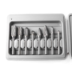 8-Piece 6mm Shank Tungsten Carbide Grinding Head Set for Rotary Files, Electric Wood Carving Accessories, Tungsten Carbide Sanding Head, Grey Boxed Set