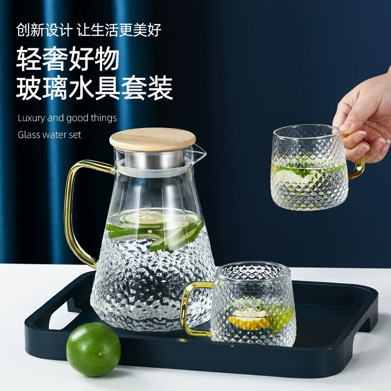 Glass teapot, cooled capacious set for commercial use for home use, wholesale