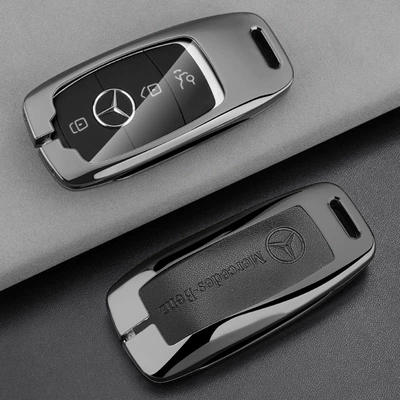 Car key bag: Zinc Alloy Car Remote Control - 1-gunmetal-black-leather-all-inclusive-single-shell