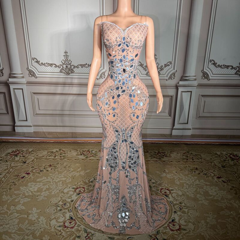 Heavy sequined strapless long dress, Miss Universe pageant dress, engagement party bridal gown, cocktail party evening dress Heavy sequined strapless long dress, Miss Universe pageant dress, engagement party bridal gown, cocktail party evening dress