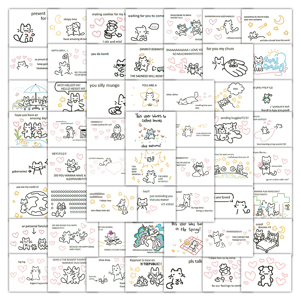 90贴有趣可爱韩国猫咪小剧场表情包贴纸个性表达学生喜爱手帐贴画