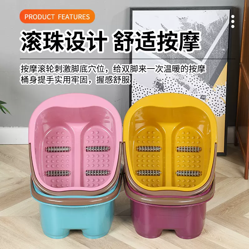 手提泡脚桶厂家小黄鸭四轮按摩泡脚滚轮洗脚桶礼品印logo足浴盆