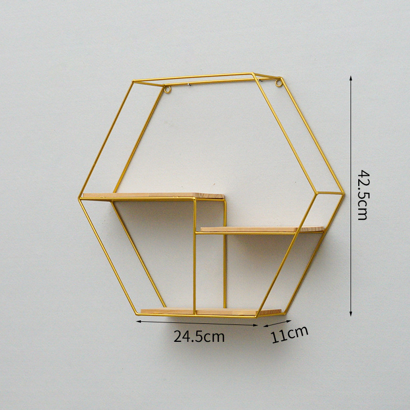 Estante Decorativo de Pared de Hierro y Madera Estilo Nórdico para Sala de Estar