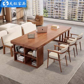 天纵美式大长书桌实木带抽屉家用大桌面工作台去客厅化学生写字桌