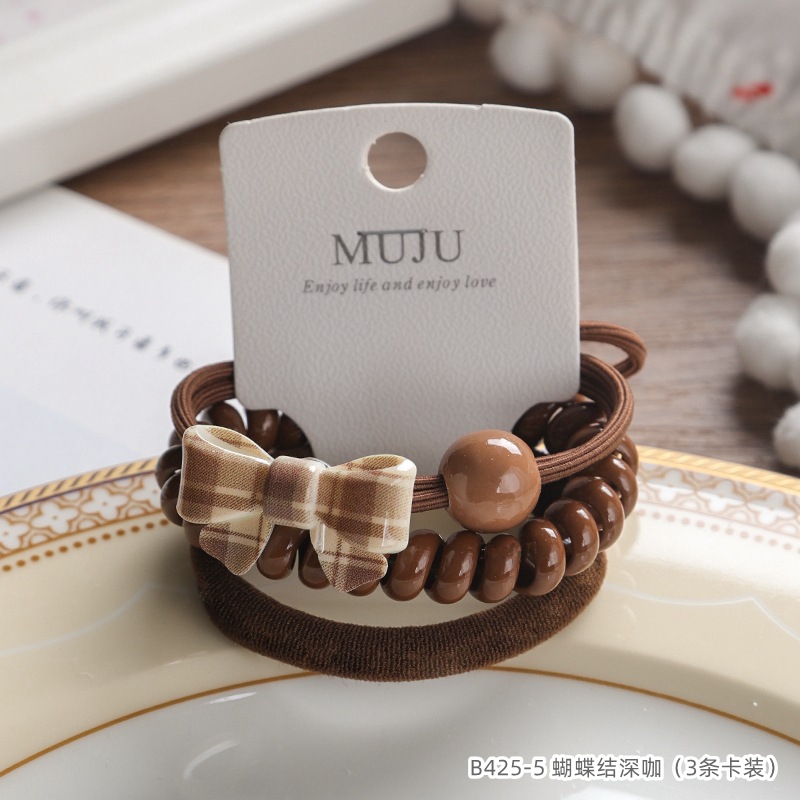 [Carga de tarjeta] sensación de alto nivel coreano de cabello de código de barras de moda de alta elasticidad de cabello anillo de cabello correa de cola de caballo