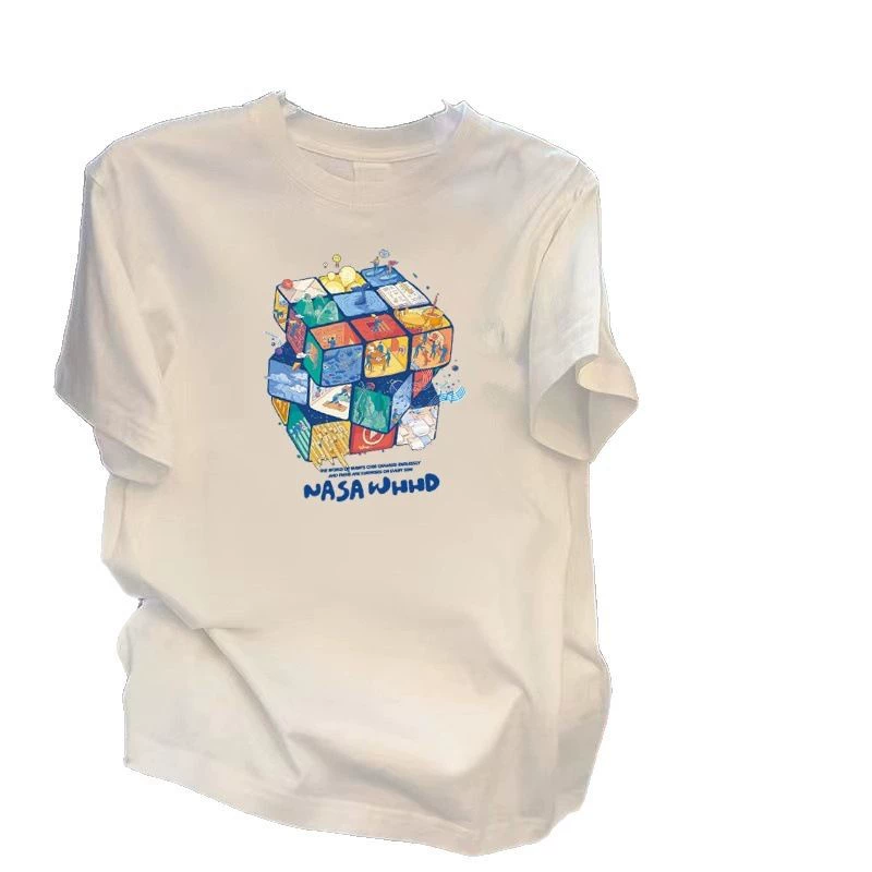Летняя хлопковая базовая футболка с коротким рукавом, свободного кроя, oversize