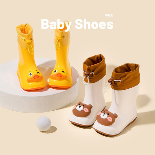 Fawn Milli's new rain boots, cute cartoon glove, soft sole, wear-resistant baby outdoor rain boots for boys and girls
