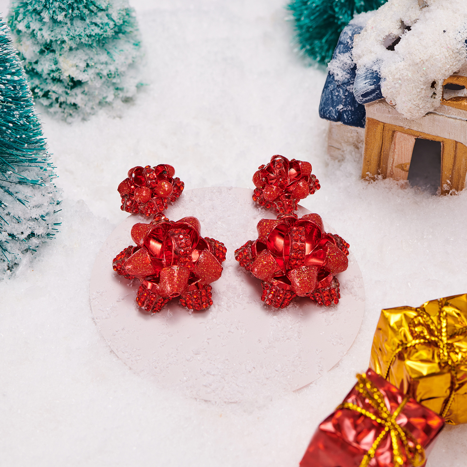 handmade-ruby-series-crystal-acrylic-niche-design-hydrangea-flower-beaded-modeling-cute-earrings