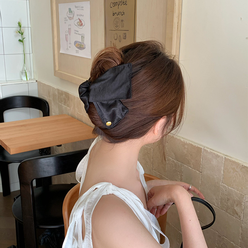 韓国ゴールドラベルサテンシェル三角形ヘアピン女性のハイエンド気質ヘアピン半結びヘアサメクリップヘアピン|undefined