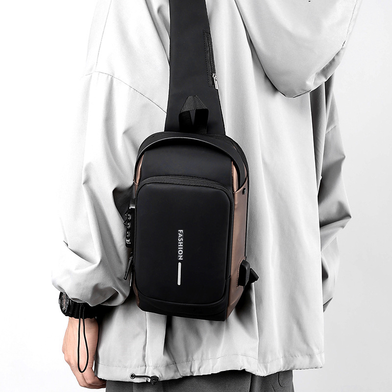Bolso de pecho para hombres 2023 Amazon nuevo multi-funcional antirrobo bloqueo de contraseña bolso de hombro Bolso bandolera de moda para hombres