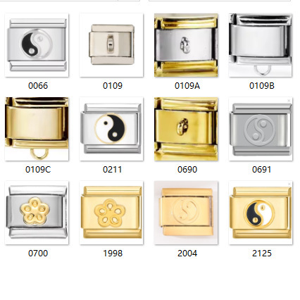 Cross-border Source Personalized Classic Retro Module Bracelet Black and White Taiji Figure Three-color Series Gone Convex Hook Full Gold Chain