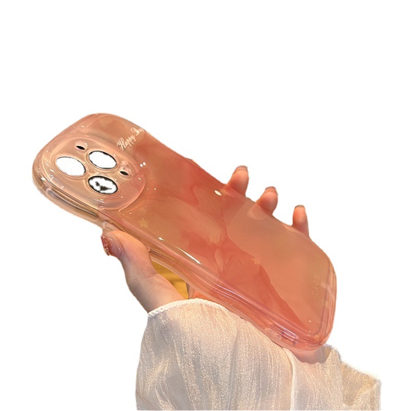 Japonés y coreano airbag transparente ola floreciente Inglés iPhone14promax caja del teléfono móvil de Apple 13pro resistente a las caídas 12