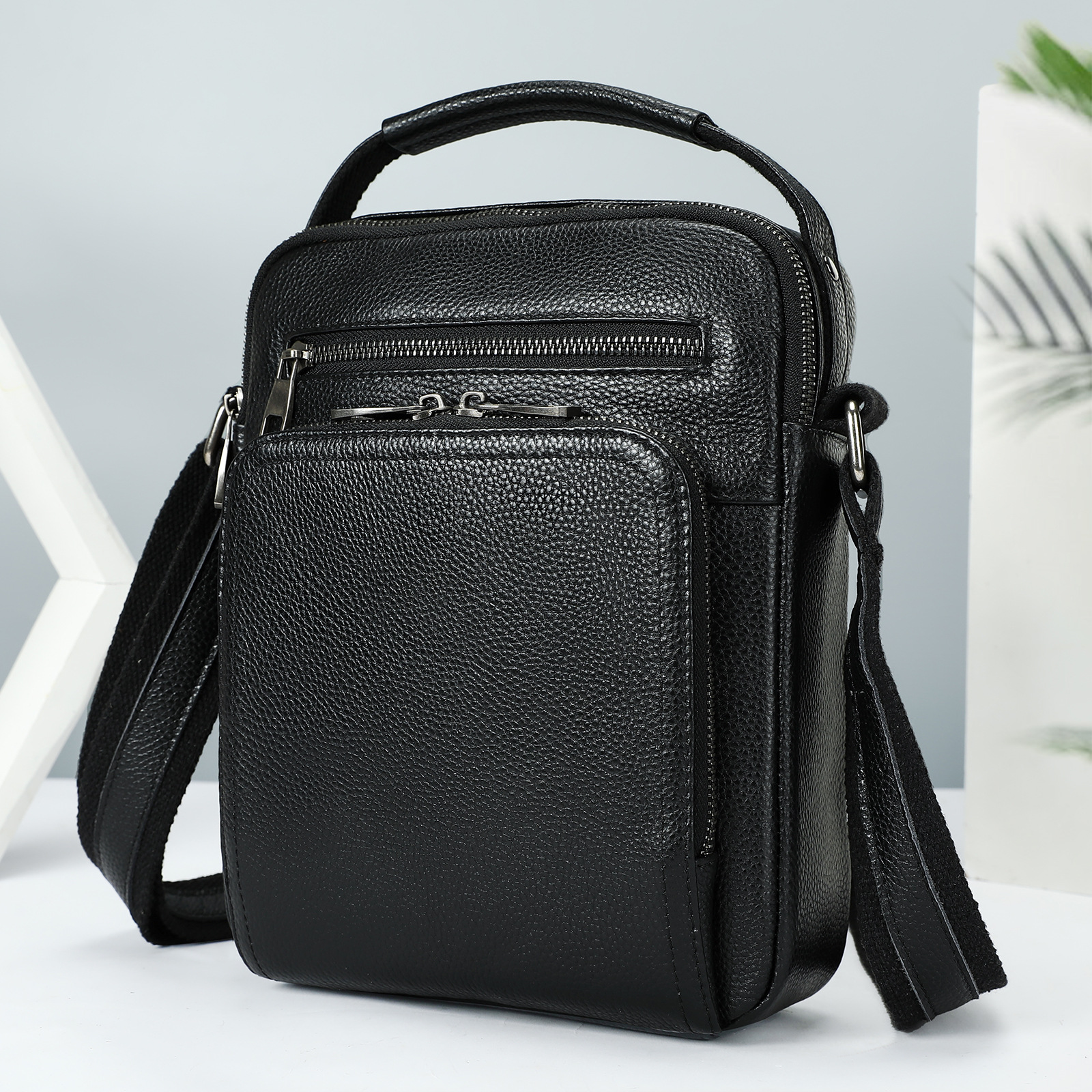 Ventas transfronterizas calientes de cuero para hombres mochila deportiva al aire libre mochila texturizada retro colección de bolsos de hombro