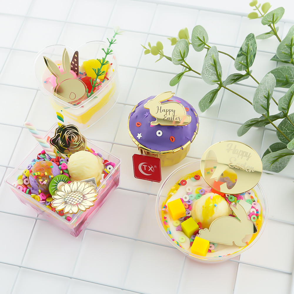 Happy Easter 复活节兔子彩蛋装饰纸杯蛋糕插牌 复活节蛋摆件