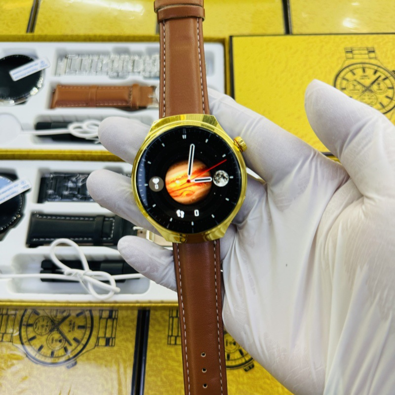 新款WATCH4PRO智能手錶大金表無線充搭配鋼+皮錶帶藍牙通話音樂