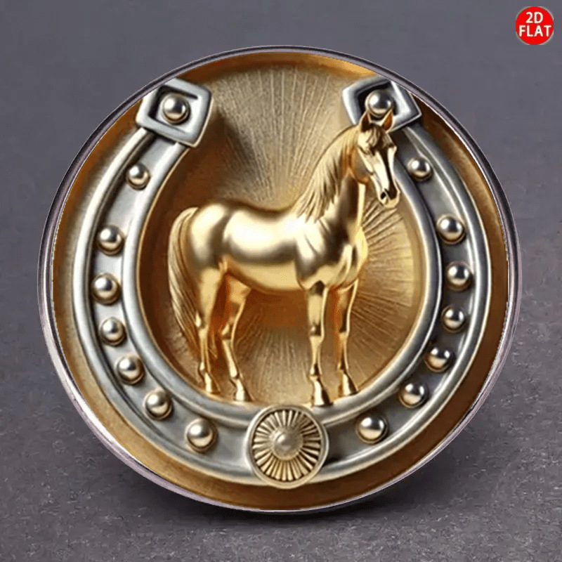 European and American Best-Selling Retro Horseshoe Personalized Design Time Gemstone Stainless Steel Brooch Elegant Medal Design