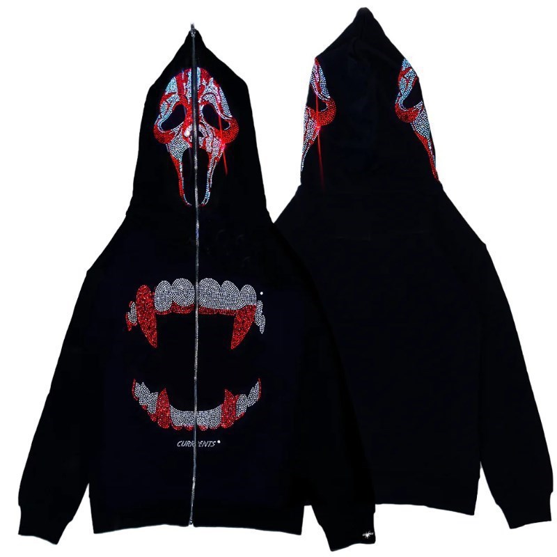 Trendy Ins Autumn Winter New Style Hooded Sweatshirt For Women With Dark Print And Fleece Lining_voghion.com