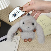 仿水貂毛大耳朵兔子挂件书包汽车钥匙扣毛绒小兔子饰品玩偶定制