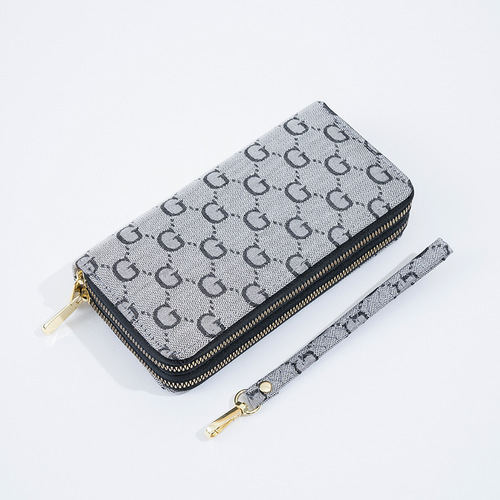  New Women's Clutch Bag with Printed Big G Letter Design, Fashionable Double-Zipper Style, Large Capacity, Multi-Card Slot Wallet, and Phone Pocket