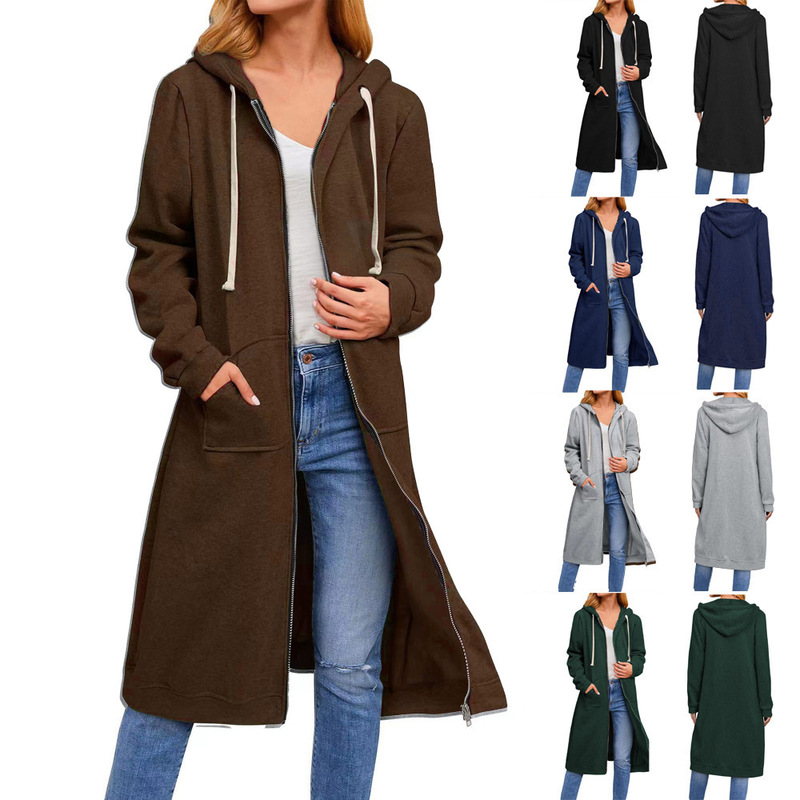 2022 Europe and America Amazon Independent Station Fall/Winter Cross-border New Women's Loose Zipper Long Cardigan Jacket 2022 Europe and America Amazon Independent Station Fall/Winter Cross-border New Women's Loose Zipper Long Cardigan Jacket