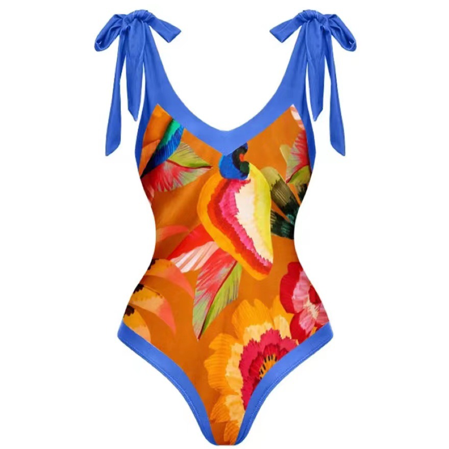Retro Bird Print Swimsuit 2