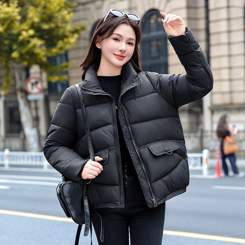 Invierno de 2025 nuevo estilo coreano simple casual corto cuello vertical ropa de algodón esponjosa gruesa chaqueta de algodón pequeño image 6