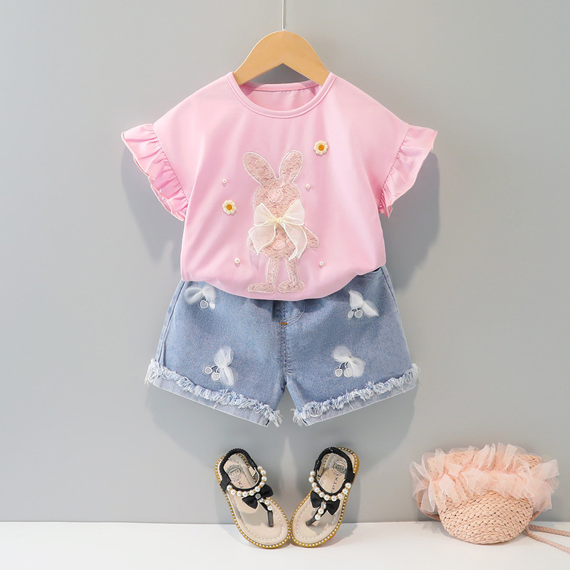 Korean Style Children's Clothing Summer Clothing New Children's Suits Fashionable Girls Baby Cute Clothes Short-Sleeved Shorts Korean Style Suits Korean Style Children's Clothing Summer Clothing New Children's Suits Fashionable Girls Baby Cute Clothes Short-Sleeved Shorts Korean Style Suits