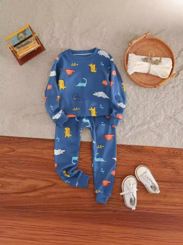 Pajamas 2025 Autumn Pure Cotton Long-Sleeve Long-Pants for Young Children Cartoon Anime Home Set Baby Home Casual