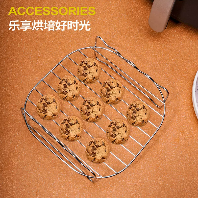 厂家现货跨境空气炸锅配件不锈钢空气炸锅烧烤架高脚方形蒸架