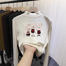 中大童德绒长袖t恤打底衫秋冬休闲可爱超火时尚上衣ins半高领外穿