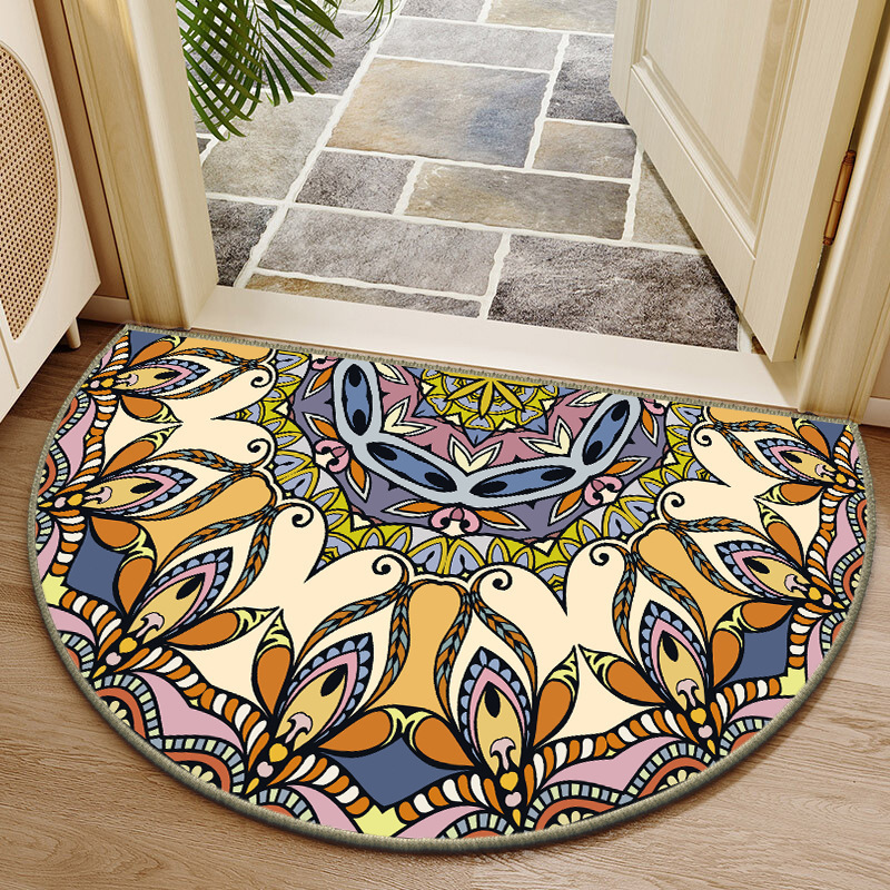 Vintage Nordisch Boho Fußmatte Halbrunder Eingangs Teppich_voghion.com