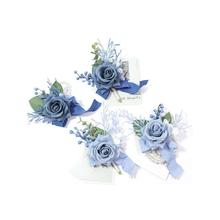 Y7507 代发速卖通亚马逊跨境新款手腕花4 个婚礼鲜花腕花胸花