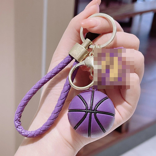 Personalized basketball keychain creative pvc soft rubber basketball star car key bag pendant couple small gift