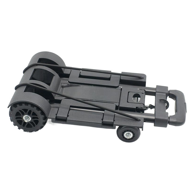 Carrito plegable negro para arrastrear a mano, carrito de equipaje, carrito de compras, carrito de puesto de mercado, uso comercial.