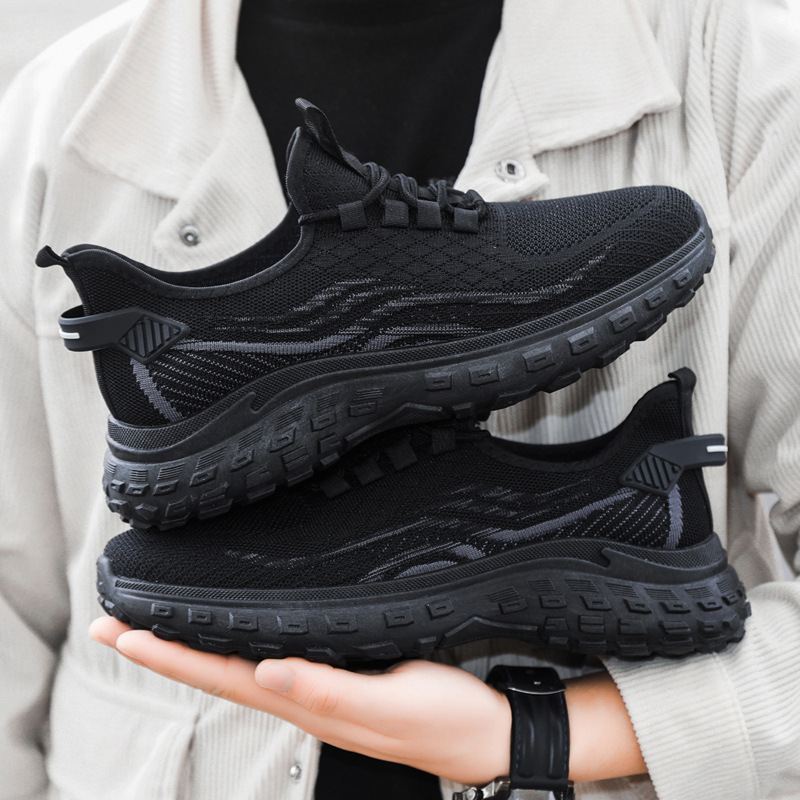 2024 Spring New Trendy Korean Style Casual Men's Shoes Fashion Thick Sole Dad Shoes Flyknit Breathable Sports Shoes