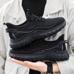 2024 Spring New Trendy Korean Style Casual Men's Shoes Fashion Thick Sole Dad Shoes Flyknit Breathable Sports Shoes