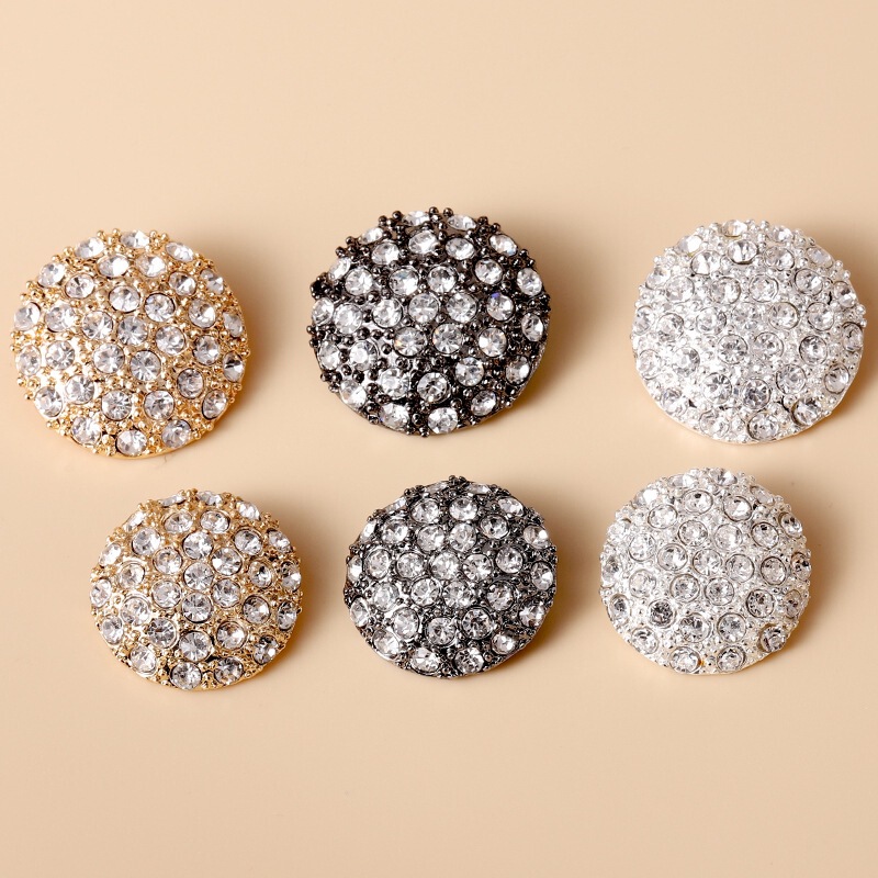 Metal Rhinestone Fur Mink Coat Buttons Women's Tops Sweaters Trench Coats Outerwear Crystal Buttons