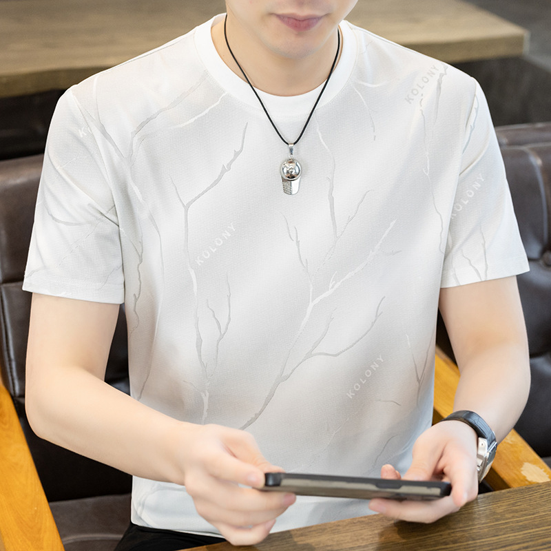 2026 Summer Thin Fashion Short-Sleeve Men's T-Shirt New Trendy Round-Neck Ice-Feel Breathable Base Half-Sleeve Top 2026 Summer Thin Fashion Short-Sleeve Men's T-Shirt New Trendy Round-Neck Ice-Feel Breathable Base Half-Sleeve Top