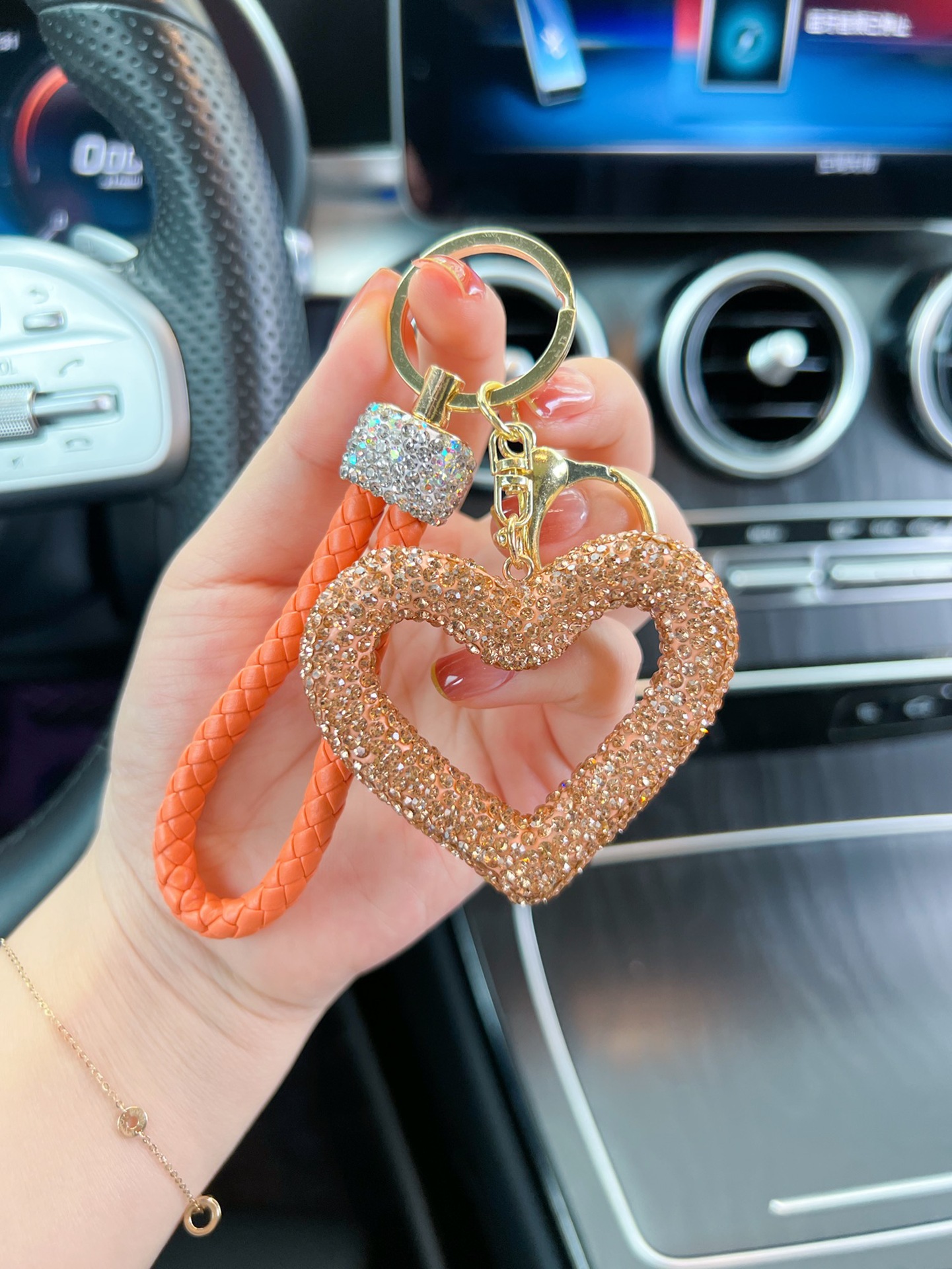 Lady Korean Style Heart Shape Pu Leather Clay Women's Bag Pendant Keychain display picture 5