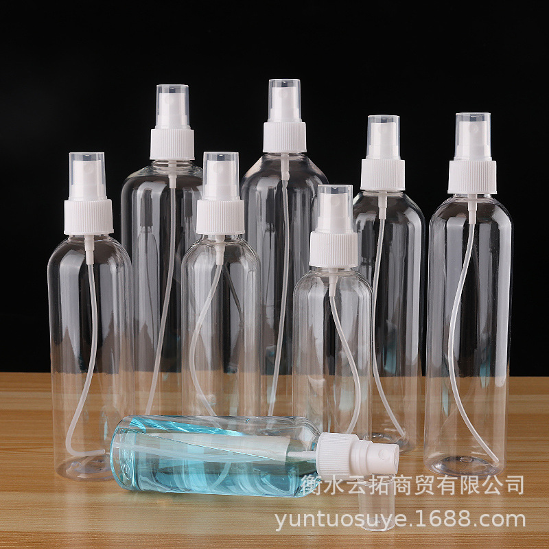 批发100ml200ml300ml500ml毫升透明喷雾瓶pet塑料分装瓶酒精喷壶