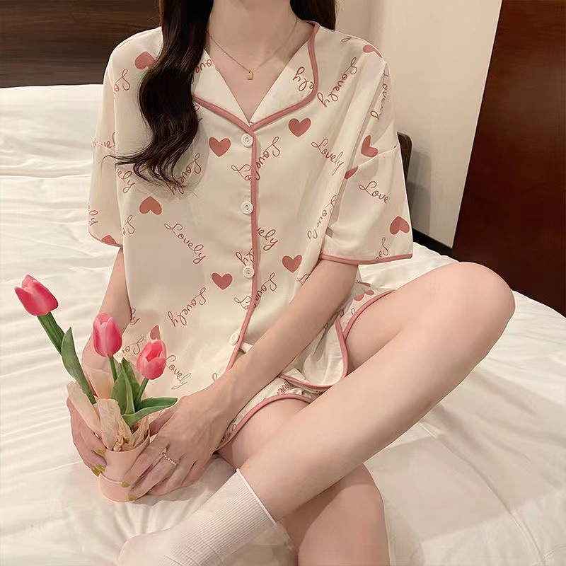 Pijamas para mujer, verano 2025, nuevo estilo, pantalones cortos de manga corta, talla grande, lindos, florales, conjunto para estar en casa image 23