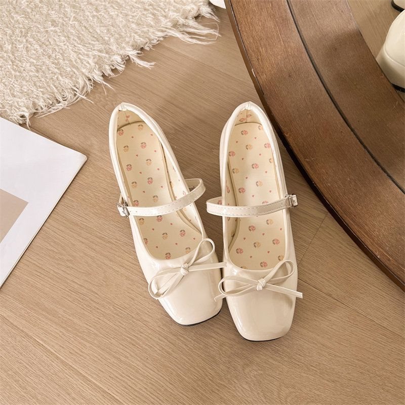 Cute and Sweet Bow-Knot Chunky High-Heeled Mary Jane Shoes 2026 Spring New Style to Match with Skirts Lolita Small Leather Shoes for Women