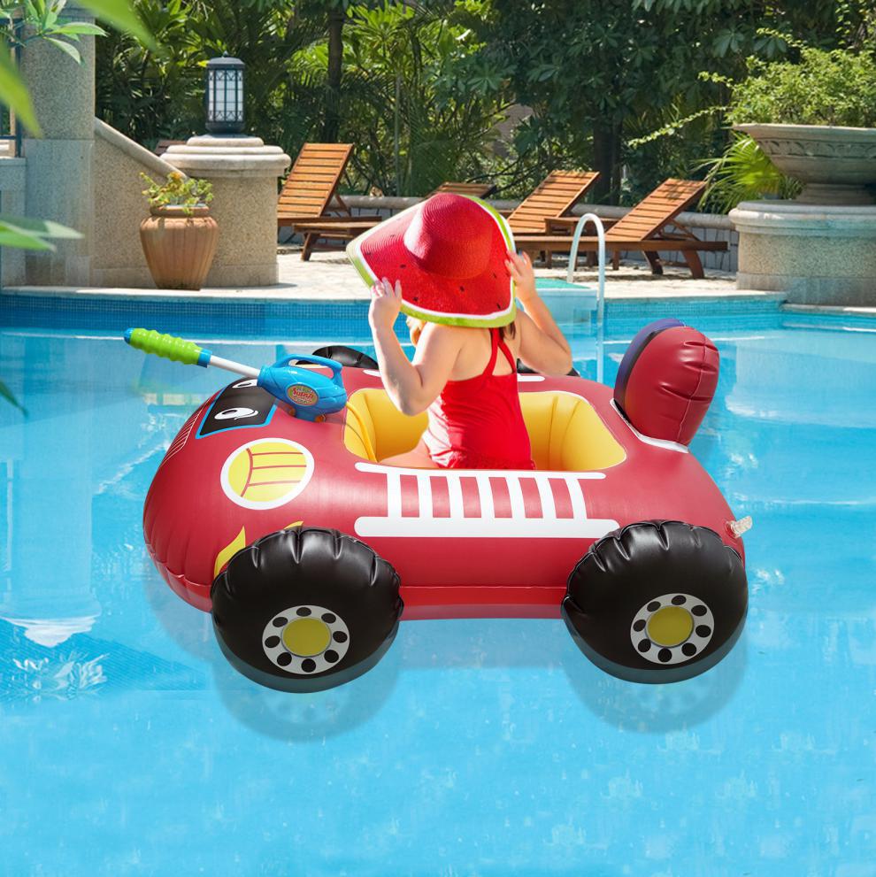 Neues aufblasbares Wasserstrahl auto PVC Kinder schwimm ring mit Wasser pistole Zugband Wasserspiel zeugpicture1